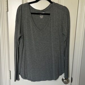 American Eagle, soft and sexy Charcoal Long Sleeve V-Neck Top